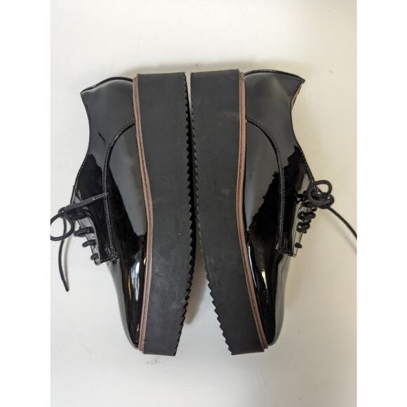 Women's Black Patent Leather Platform Oxfords - Picture 4 of 10